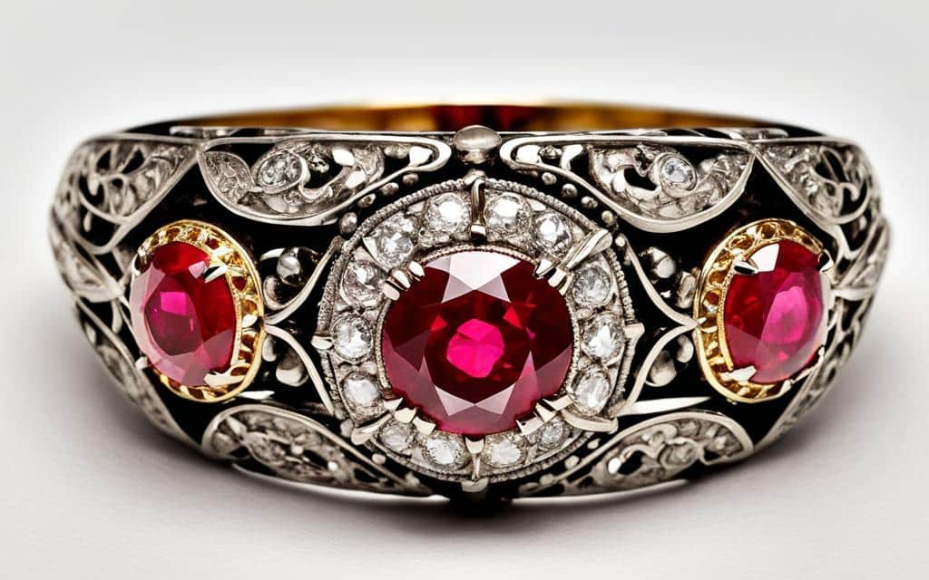 Ruby and diamond midcentury vintage ring